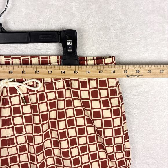 Dandy Del Mar Swim Trunks Shorts Mens XL Red Beige Check Nylon Preppy Surf Beach - Picture 6 of 10